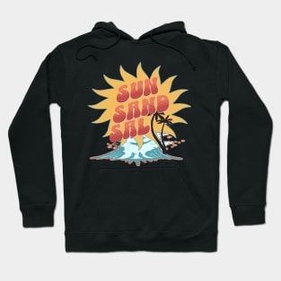 Sun Sand Salt Hello Summer Bye School Vintage Funny Surfer Riding Surf Surfing Lover Gifts Hoodie